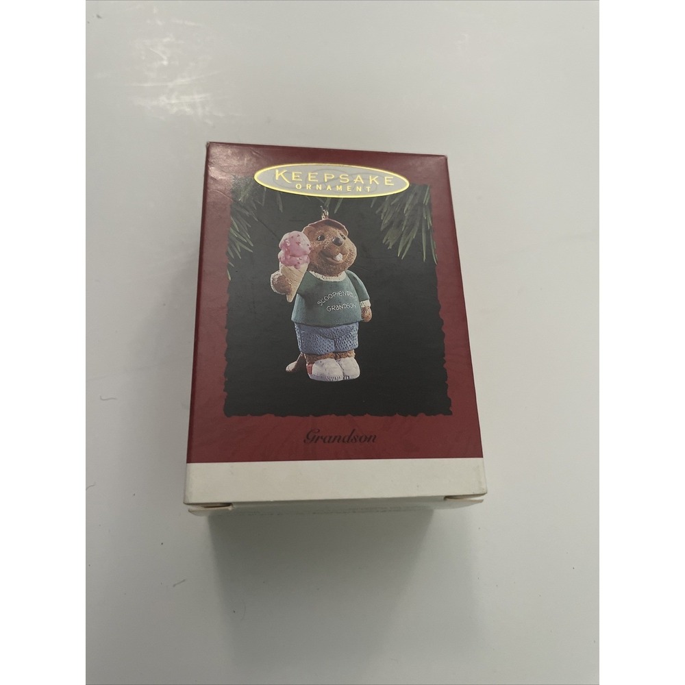 Hallmark Ornament Keepsake For Grandson 1994 Vintage Beaver Ice Cream Holiday